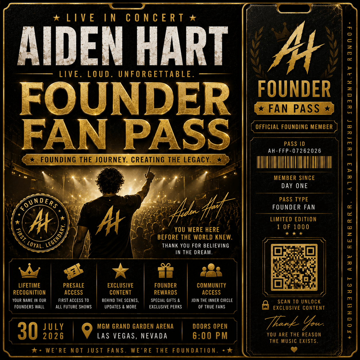 Aiden Hart Live in Las Vegas - Founder Fan Pass