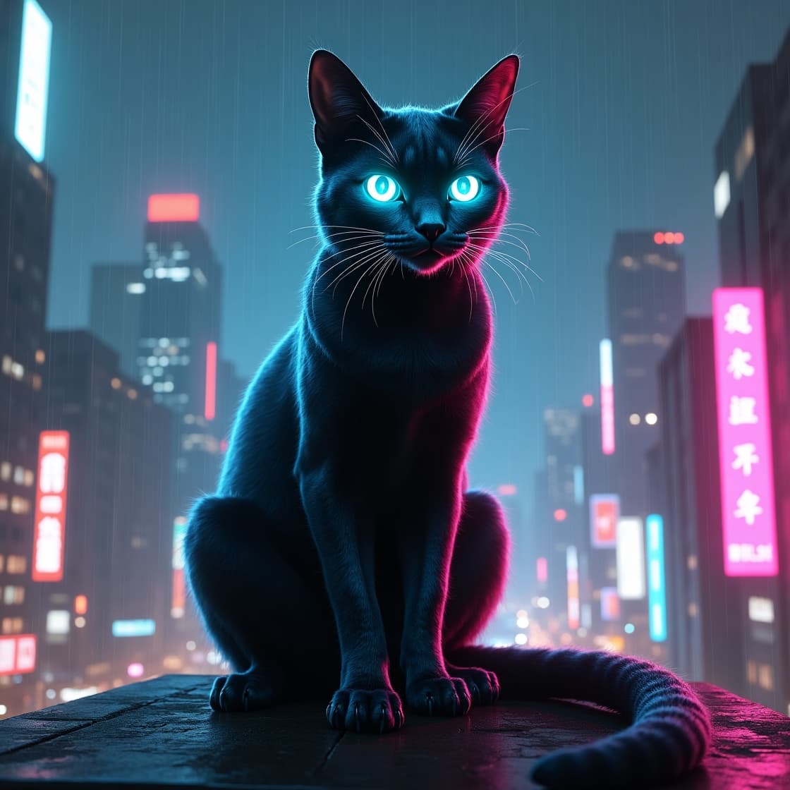 Neon Guardian Cat