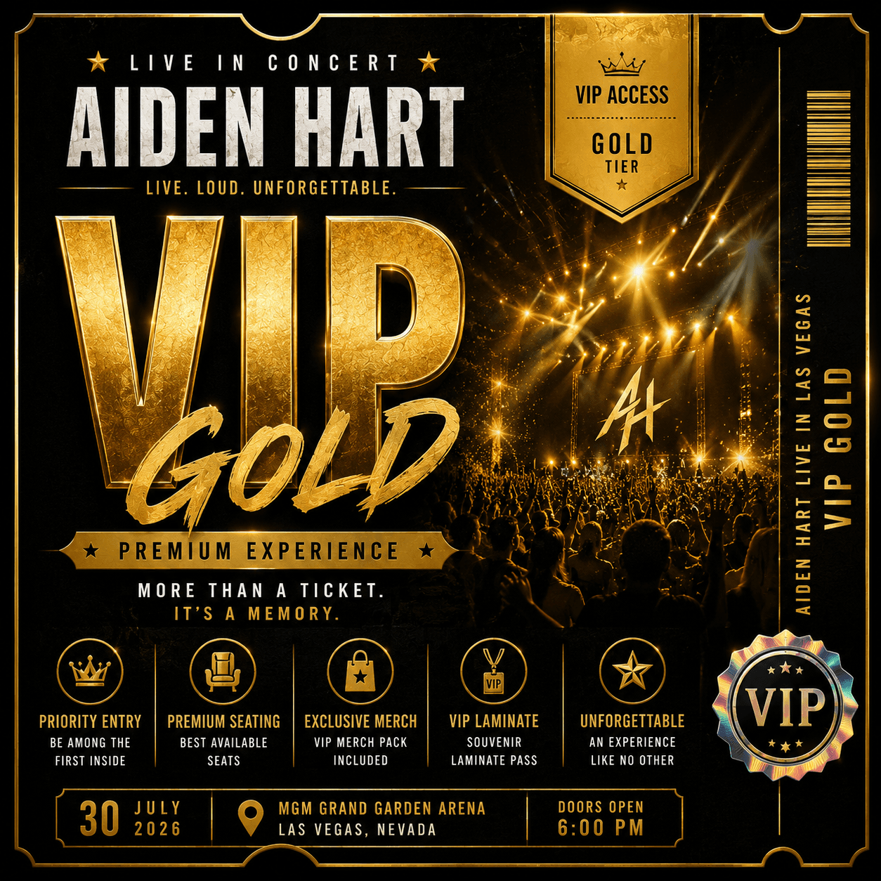 Aiden Hart Live in Las Vegas - VIP Gold