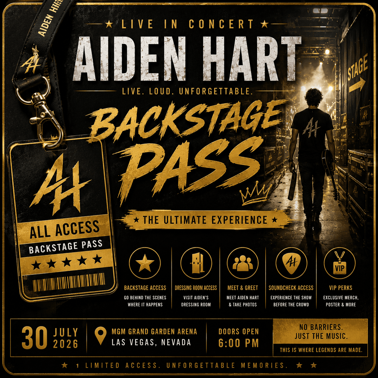 Aiden Hart Live in Las Vegas - Backstage Pass